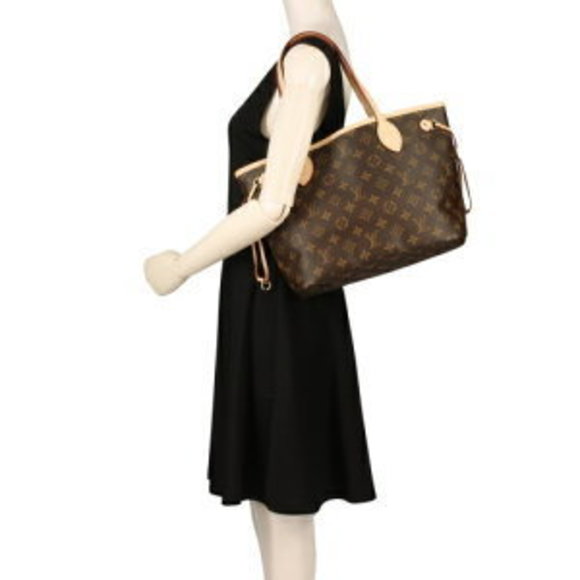 Louis Vuitton Brown Neverfull Tote Bag Monogram Beige - Picture 5 of 8